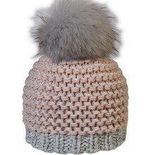 Cuffia 'Bicolore' pon pon Pelliccia 60% Acrilico 30% lana 10% visca