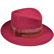 Cappello Fedora Nastro a Contrasto 100% lana Tg. Unica